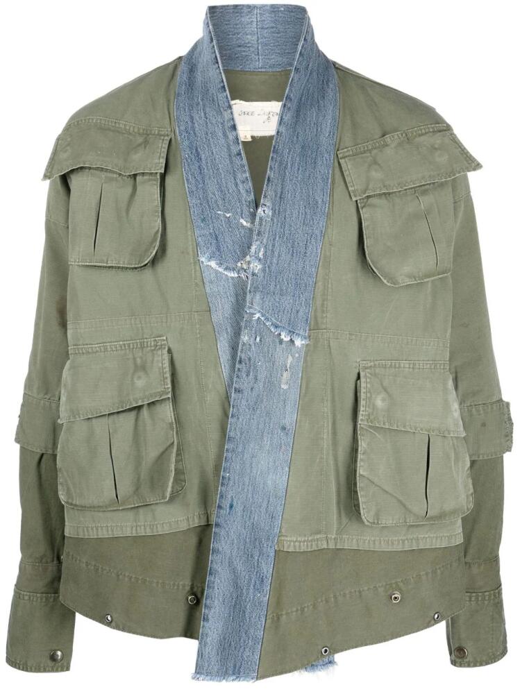 Greg Lauren hybrid cotton military jacket - Green Cover