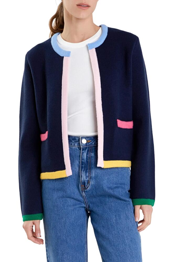 English Factory Colorblock Cardigan in Navy Multi Cover