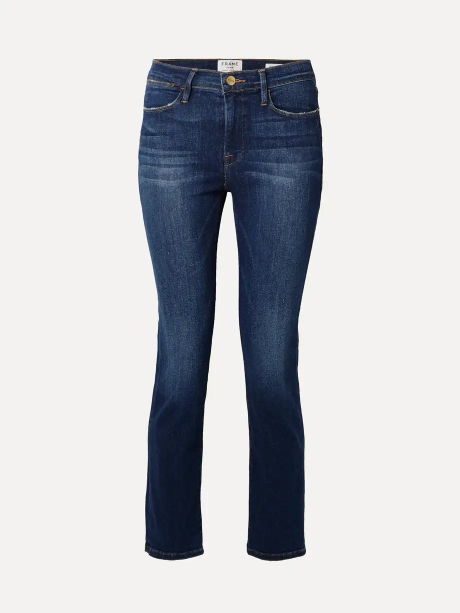 FRAME - Le High Cropped Straight-leg Jeans - Blue Cover