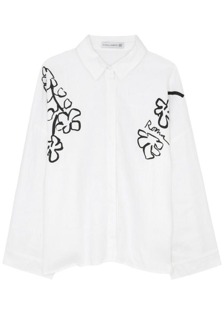 Faithfull The Brand Rossa Printed Linen Shirt - White And Black Cover