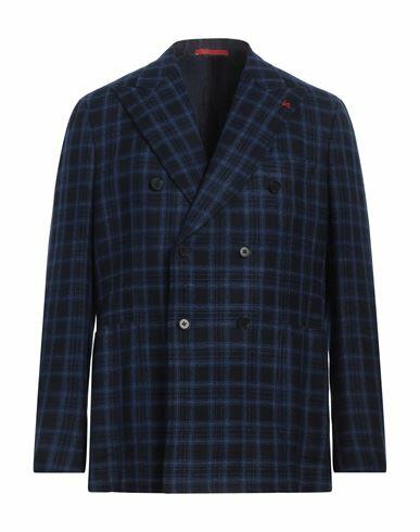 Isaia Man Blazer Midnight blue Wool, Silk Cover