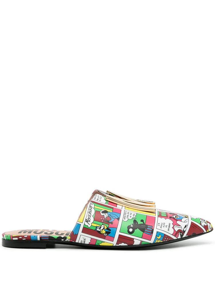 Moschino comics-print flat slippers - White Cover