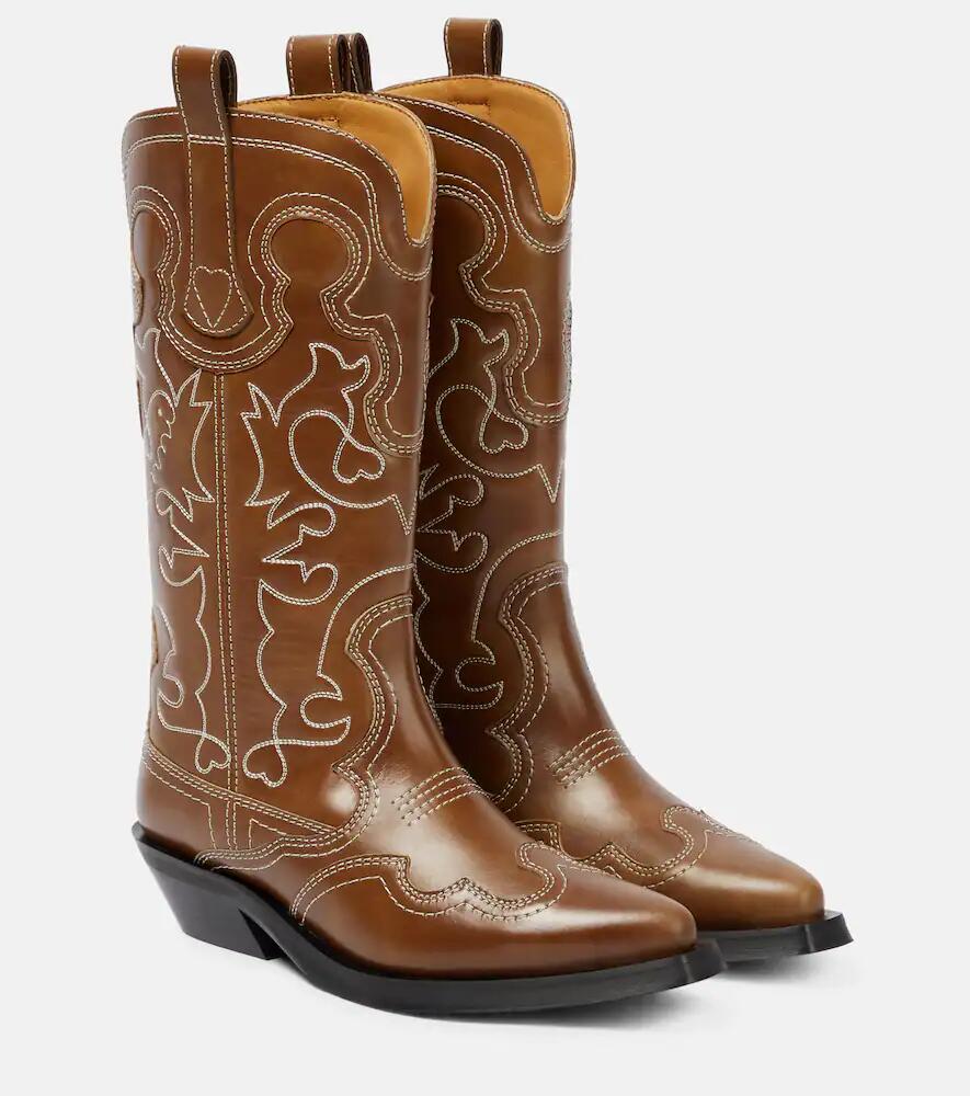 Ganni Embroidered leather cowboy boots Cover