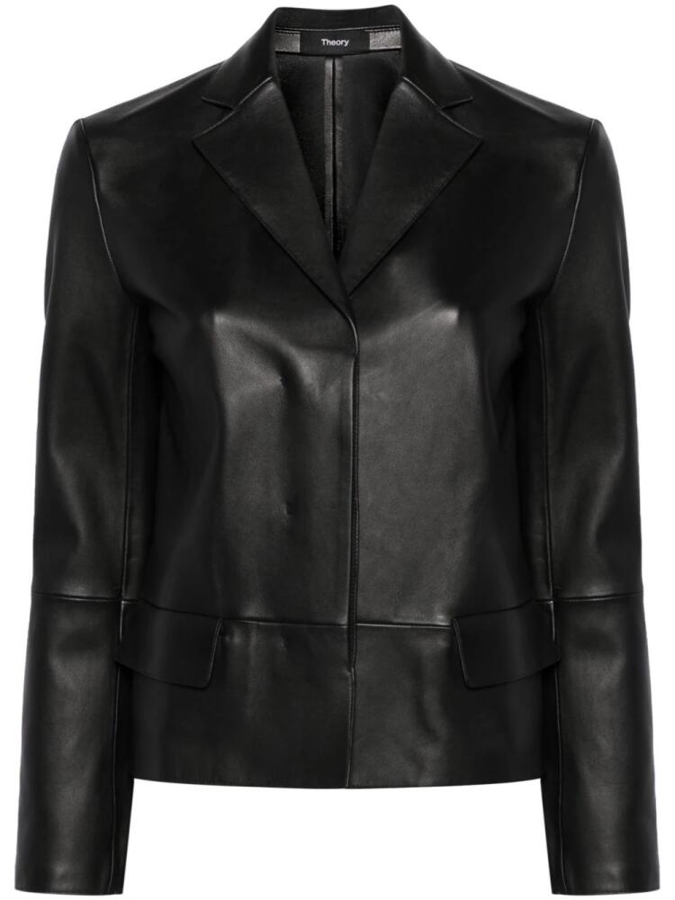 Theory notched-lapels leather blazer - Black Cover