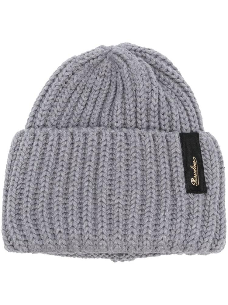 Borsalino ribbed-knit virgin wool beanie - Grey Cover