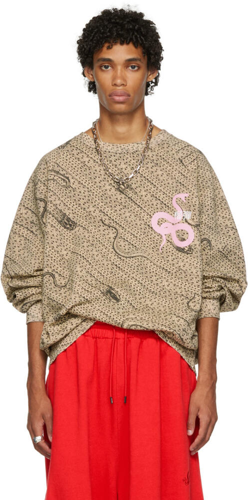 LU'U DAN Beige Snake Oversized Sweatshirt Cover