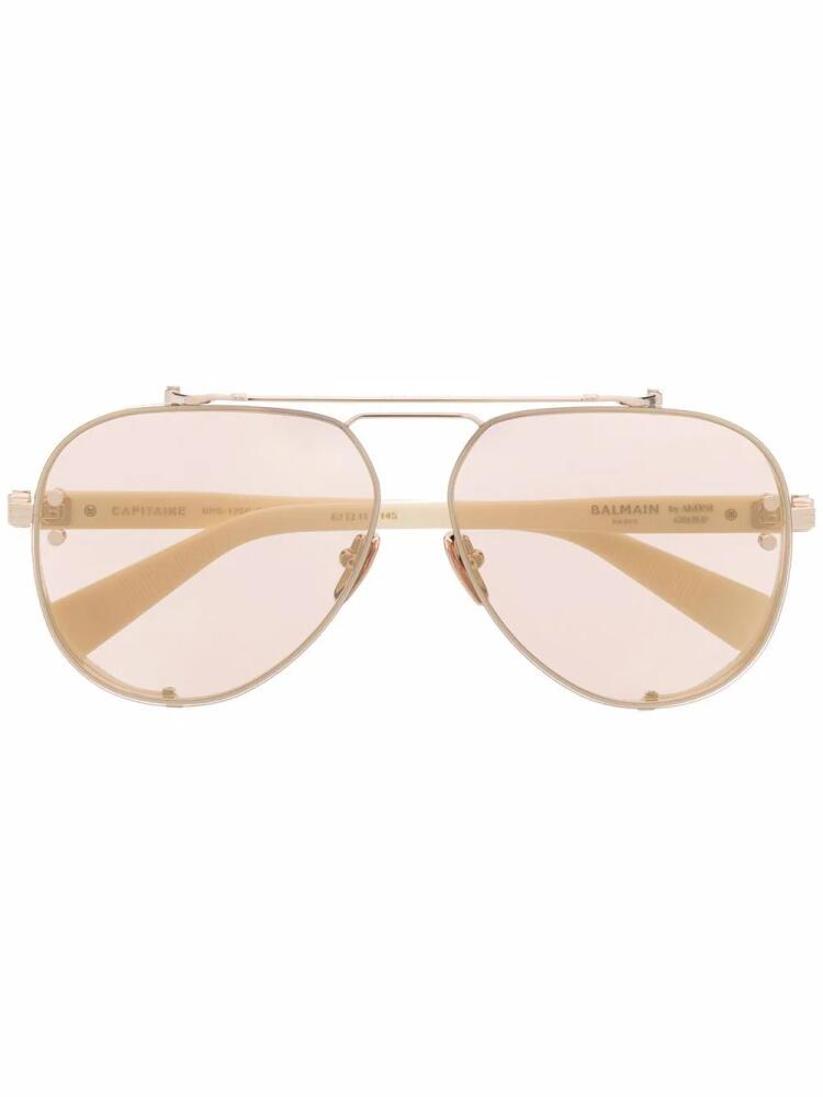 Balmain Eyewear Captaine pilot-frame tinted sunglasses - Neutrals Cover