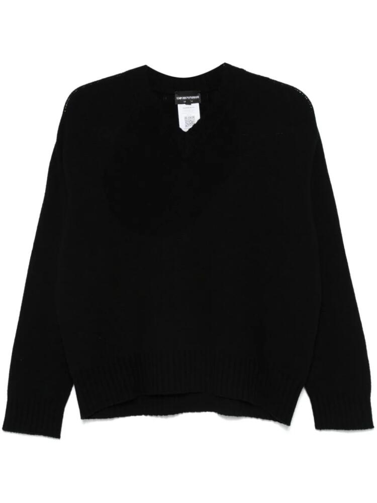 Emporio Armani virgin wool V-neck sweater - Black Cover