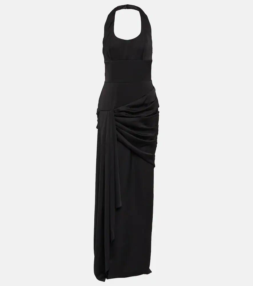 Rasario Draped halterneck satin maxi gown Cover