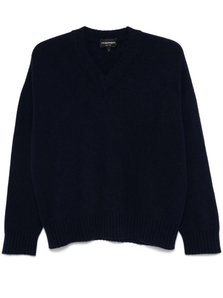 Emporio Armani virgin wool V-neck sweater - Blue Cover