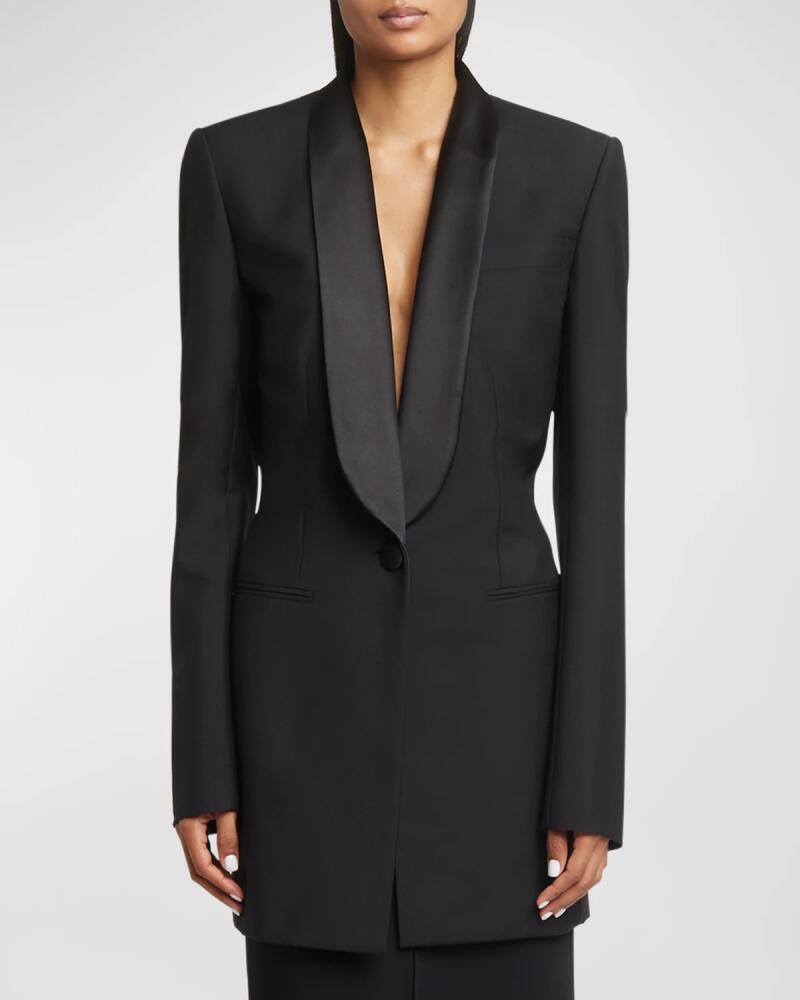 Givenchy Open Draped-Back Wool Jacket Cover