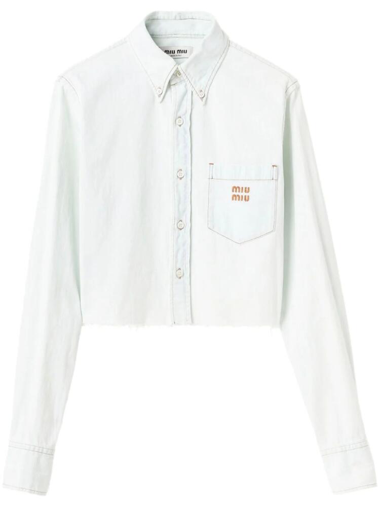 Miu Miu logo-embroidered denim shirt - Blue Cover