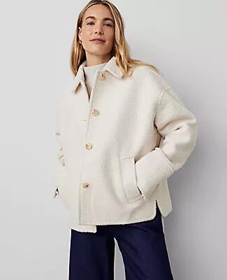 Ann Taylor Weekend Collared Button Front Relaxed Jacket Cover