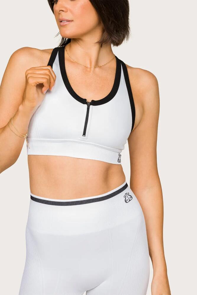 ALALA Barre Zip Bra in White + Black Cover