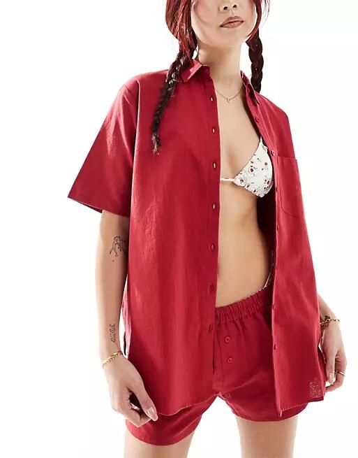 Motel smith oversized beach shirt in red - part of a set Cover