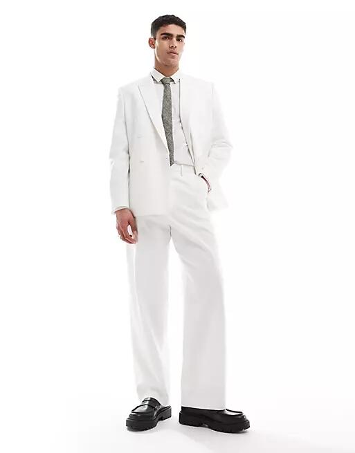 ASOS DESIGN double breasted suit jacket in white Cover