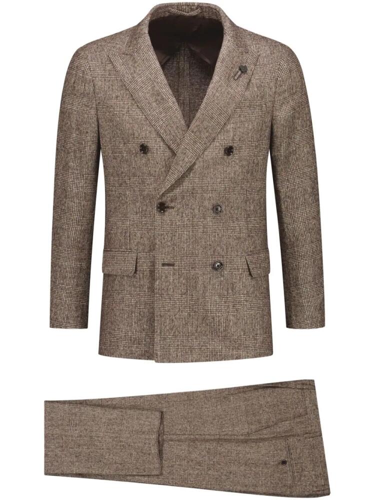 Lardini checked double-breasted suit - Brown Cover