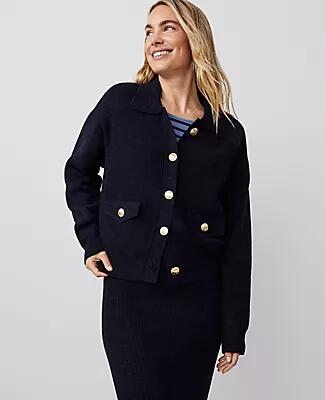 Ann Taylor Weekend Mixed Stitch Bomber Jacket Cover