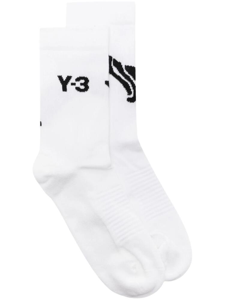 Y-3 x Adidas logo intarsia-knit socks - White Cover