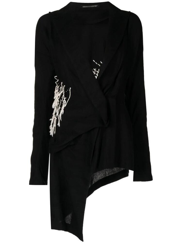 Yohji Yamamoto drape-stitch asymmetric jacket - Black Cover