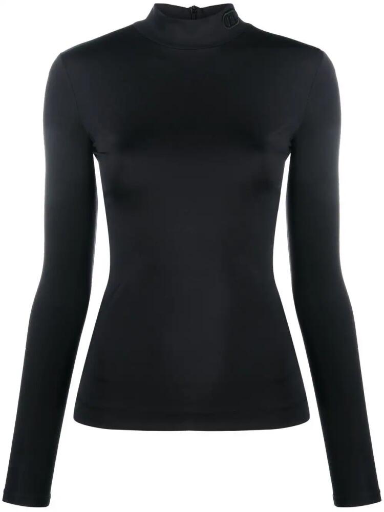 Karl Lagerfeld logo-embroidered high-neck top - Black Cover