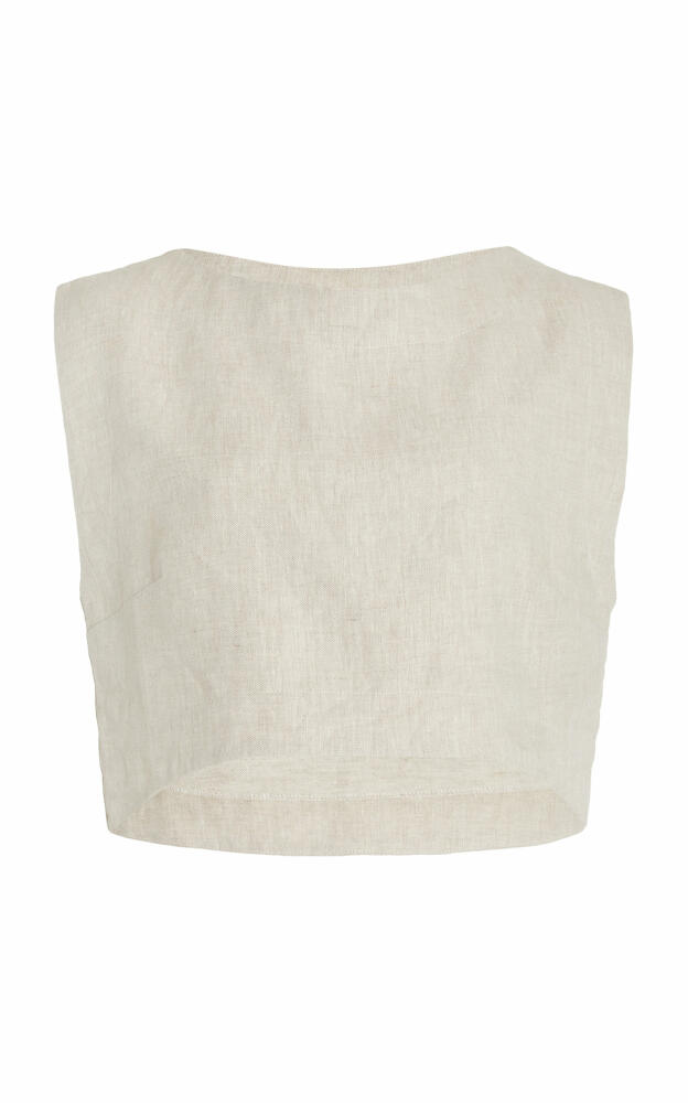 Posse - Exclusive Martina Linen Crop Top - Neutral Cover