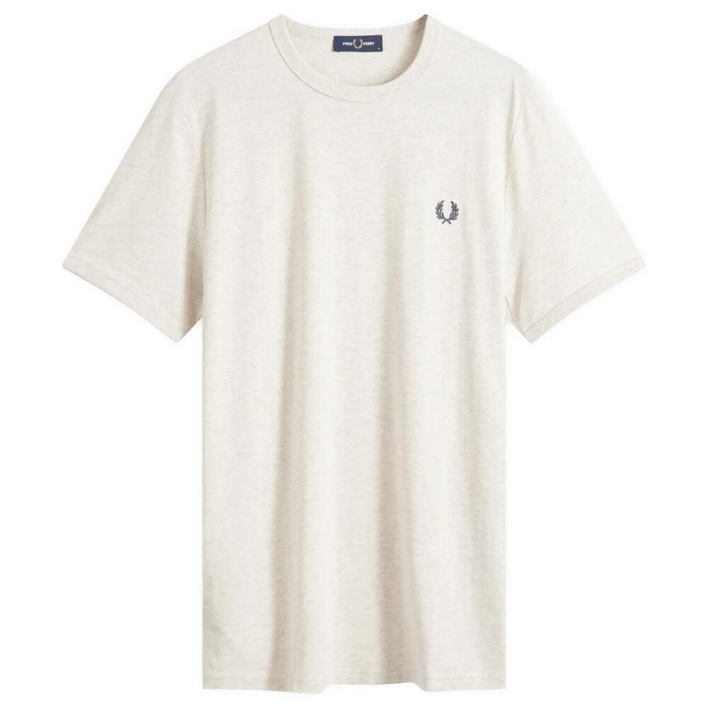 Fred Perry Men's Ringer T-Shirt in Porridge Marl Cover