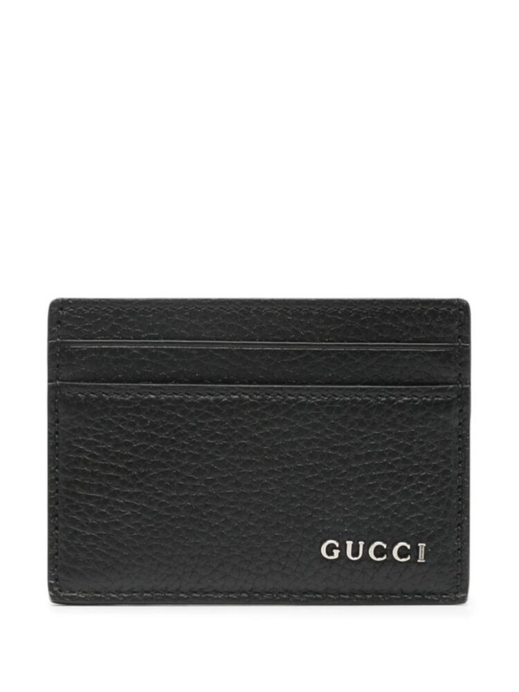 Gucci logo-lettering leather card holder - Black Cover