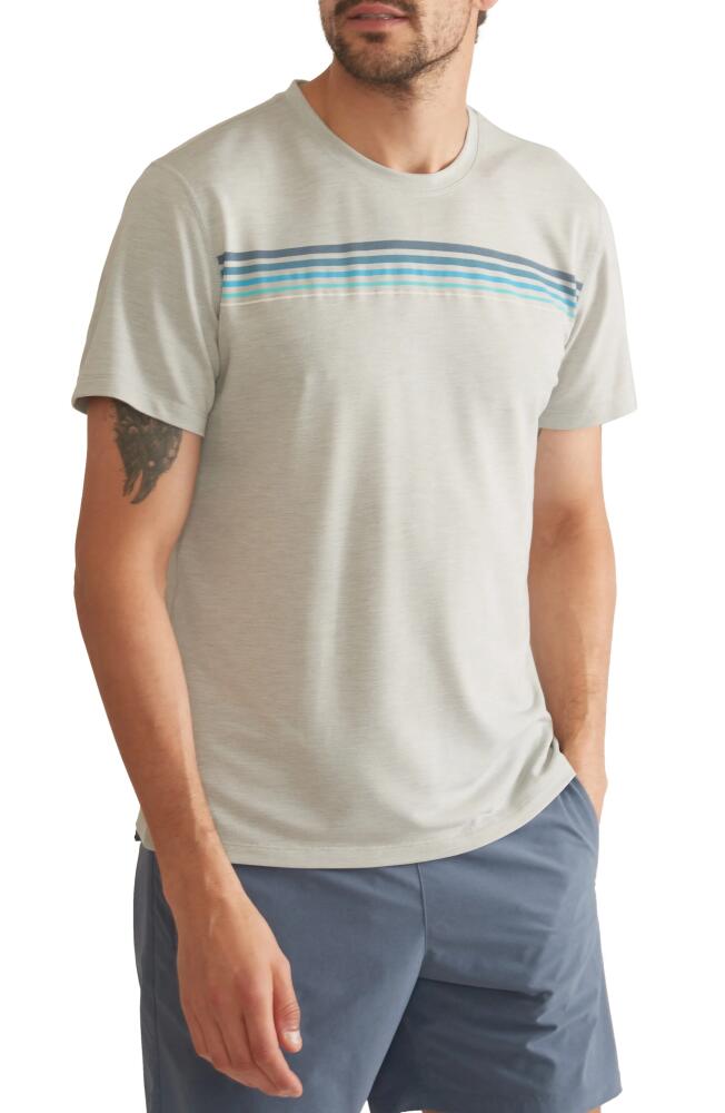 Marine Layer Sport Air Stripe T-Shirt in Light Grey Chest Stripe Cover