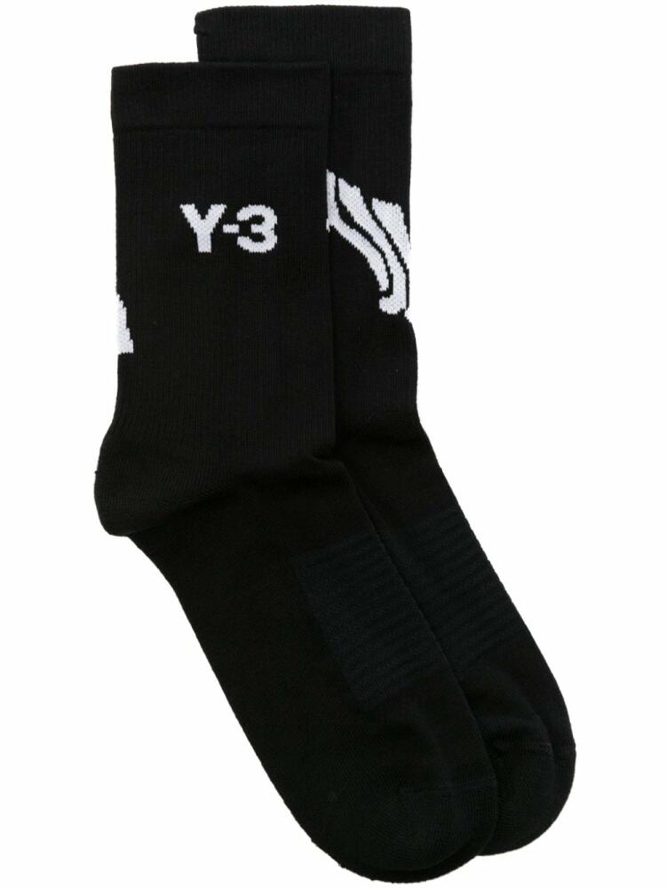 Y-3 x Adidas logo intarsia-knit socks - Black Cover