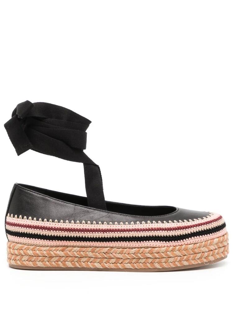 Ulla Johnson Yelena crochet flatform espadrilles - Black Cover