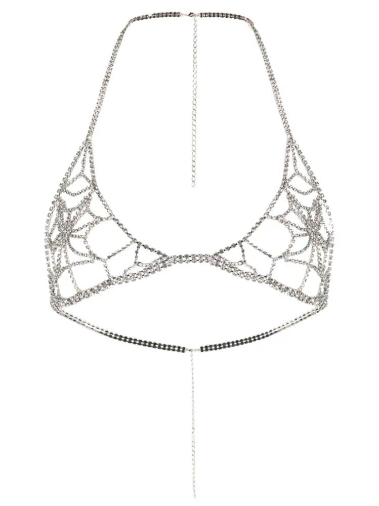 Loulou x Lit Appeal crystal-embellished triangle-cut top - Silver Cover