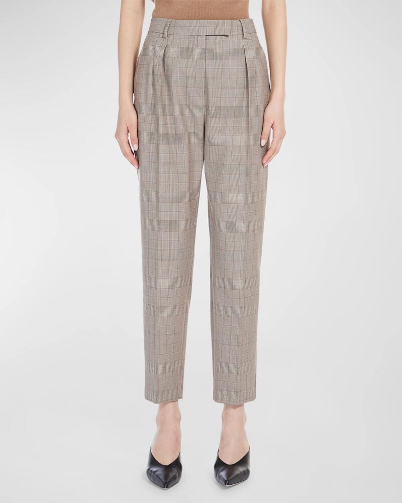 Max Mara Studio Guelfi Pleated Cropped Plaid Pants Cover