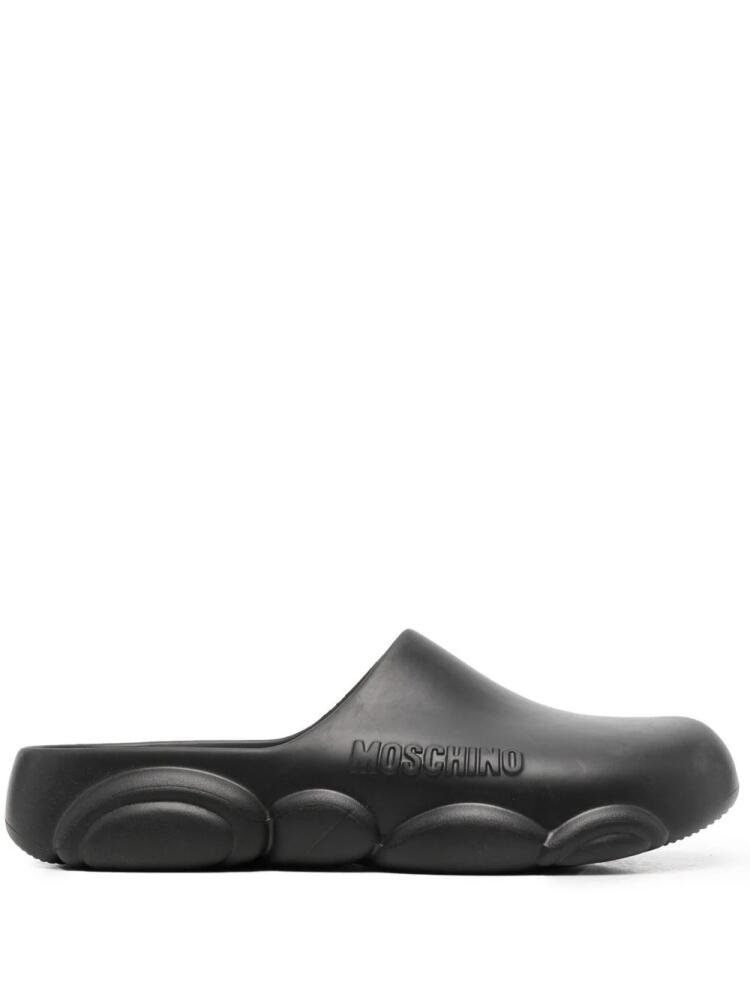 Moschino Teddy Bear-sole round-toe slides - Black Cover