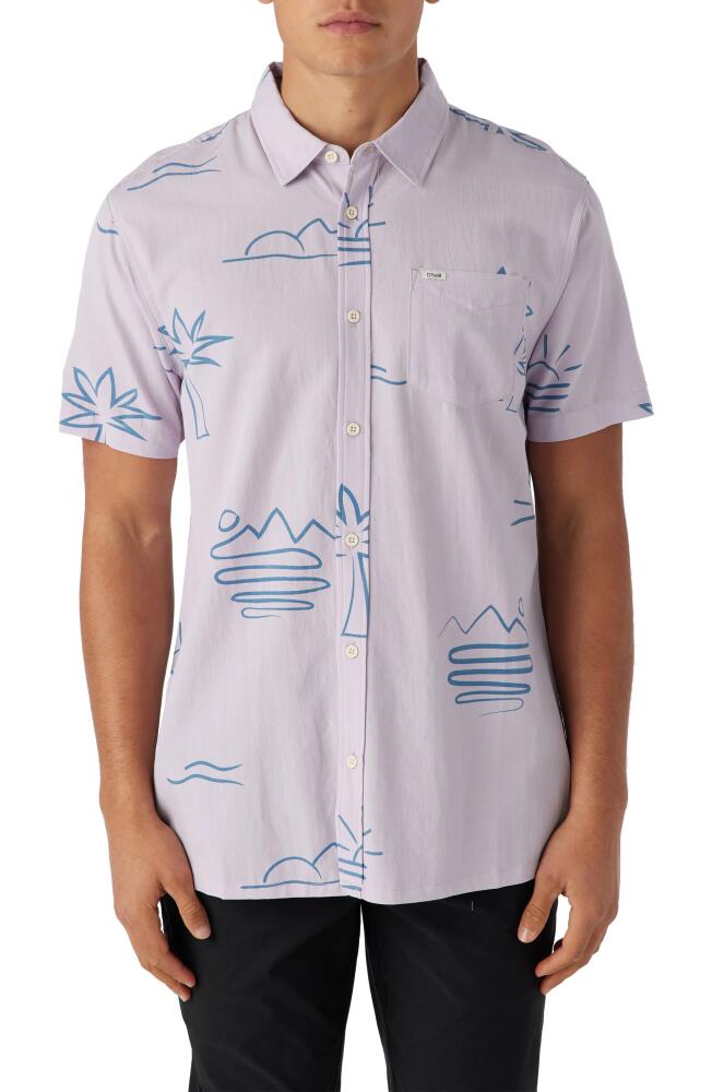 O'Neill Floral Print Short Sleeve Button-Up Shirt in Iris Cover