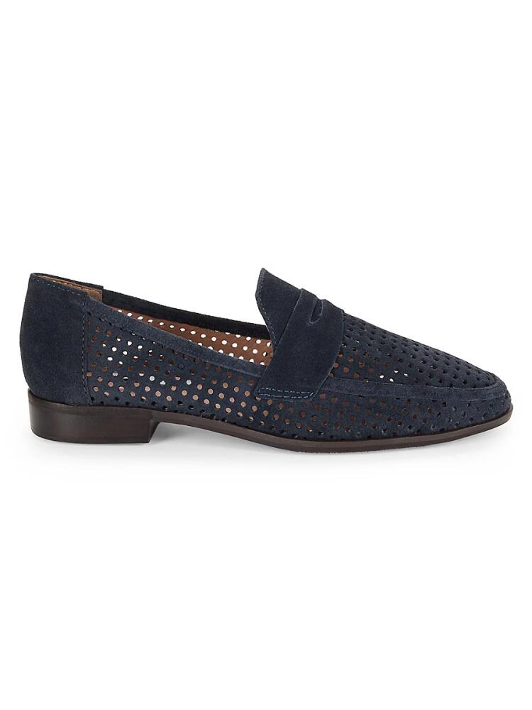 Saks Fifth Avenue Women's Megan Perforated Suede Penny Loafers - Navy Cover