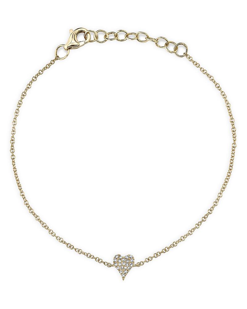 Moon & Meadow 14K Yellow Gold Diamond Pave Heart chain Bracelet - Exclusive Cover