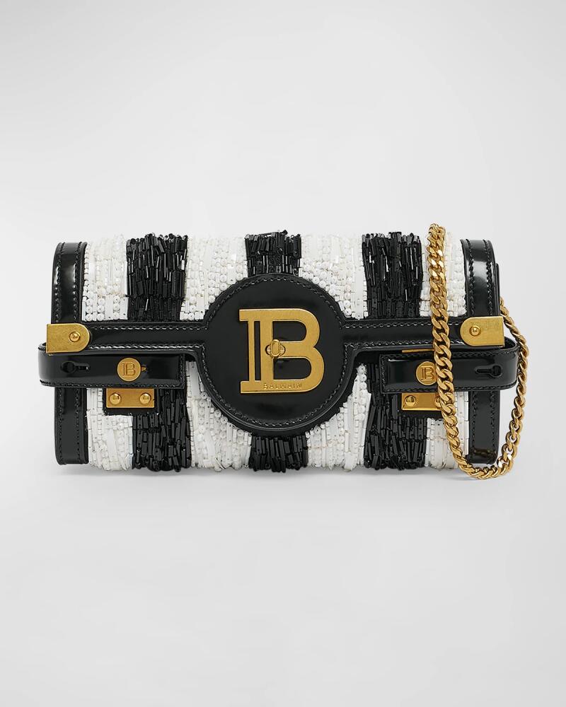 Balmain BBuzz 23 Wallet on Chain in Stripe Sequined Leather Cover