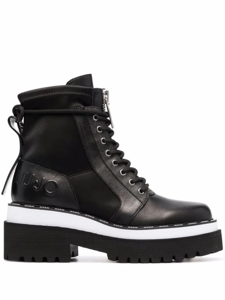 LIU JO embossed leather combat boots - Black Cover