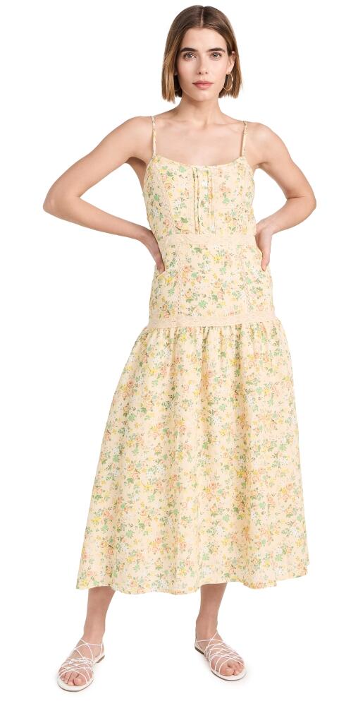 Lost + Wander Earth Angel Midi Dress Yellow Floral Cover