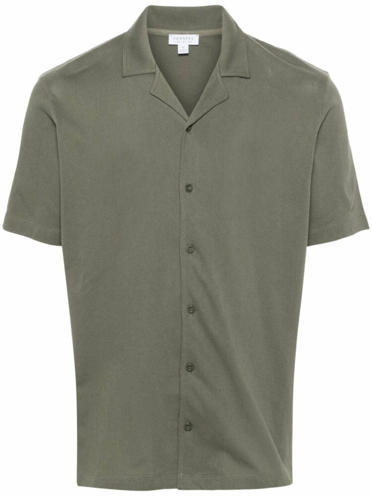 Sunspel cotton piqué-weave shirt - Green Cover