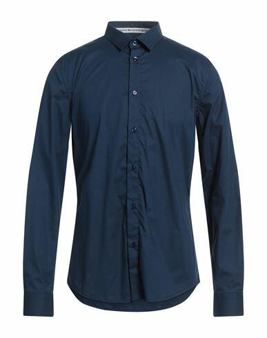 Bikkembergs Man Shirt Navy blue Size 15 ½ Cotton, Elastane Cover