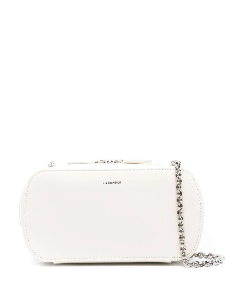 Jil Sander logo-print leather shoulder bag - White Cover