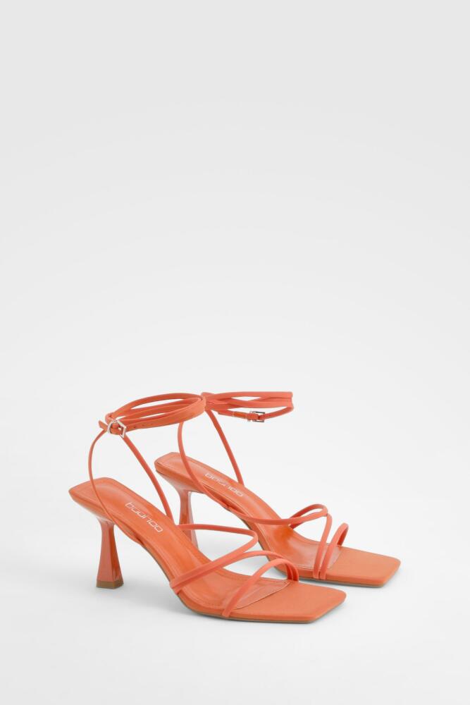 boohoo Womens Wide Width Strappy Mid Height Heels - Orange Cover