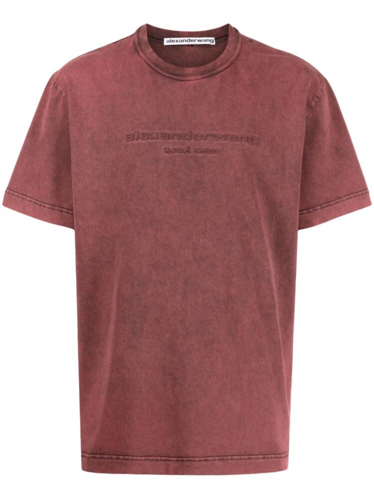 Alexander Wang logo-embossed cotton T-shirt - Red Cover