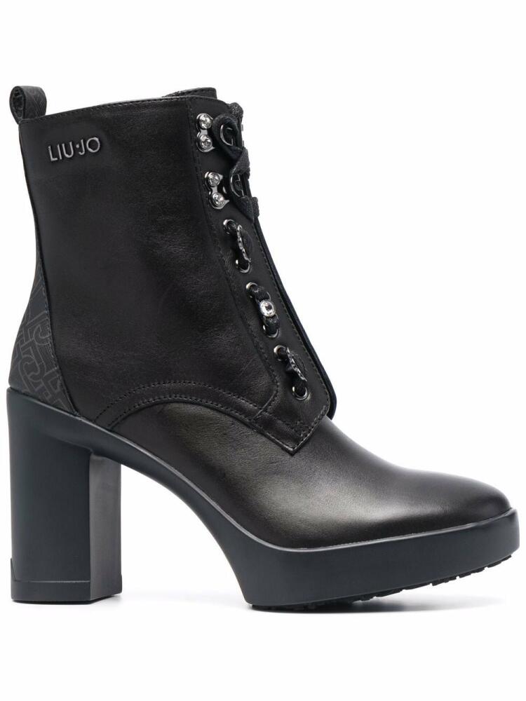 LIU JO zip-up heeled leather boots - Black Cover