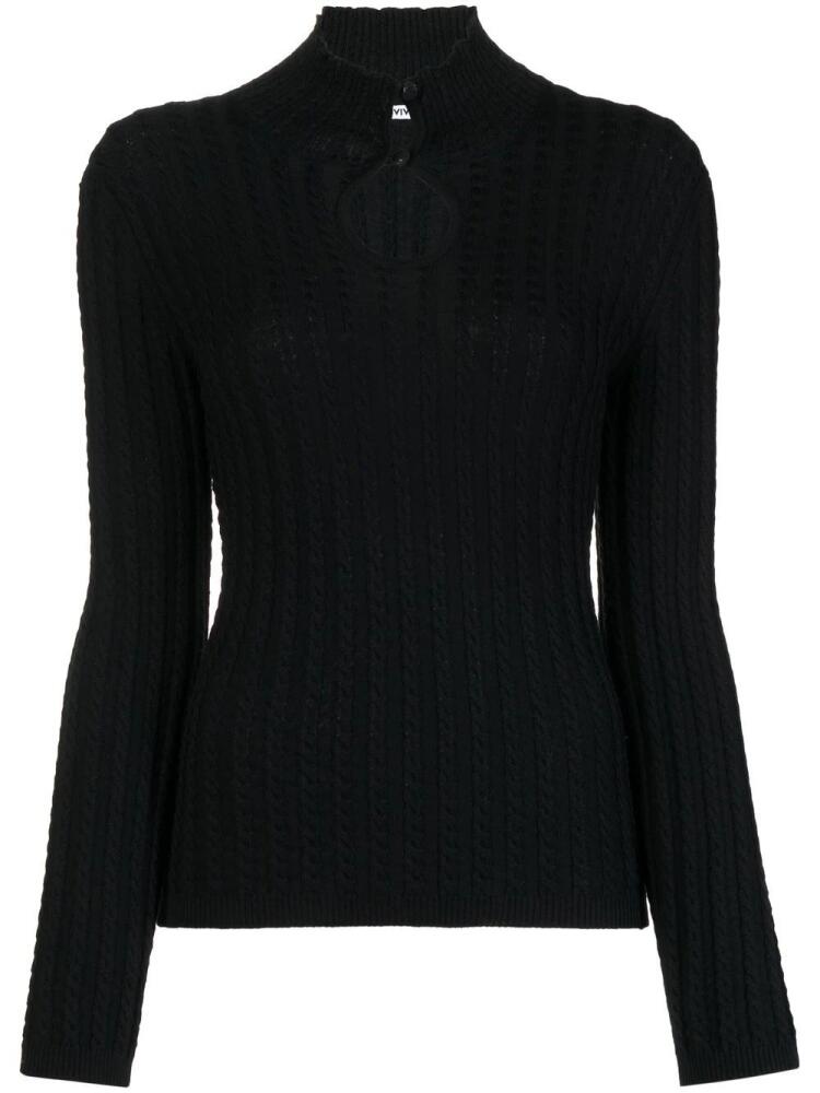 Vivetta ribbed-knit cut-out top - Black Cover