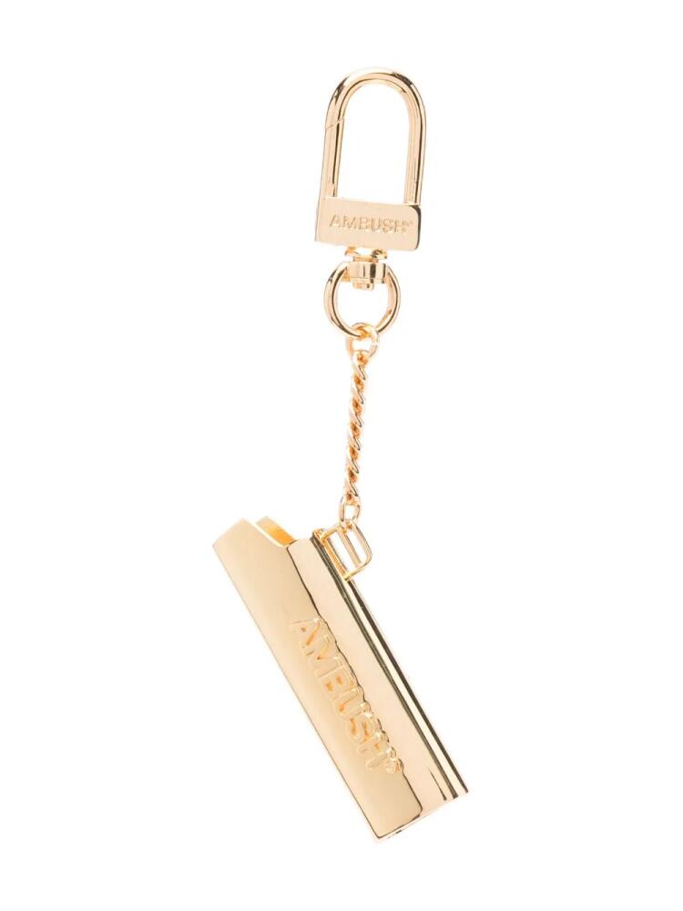 AMBUSH debossed-logo lighter case key chain - Gold Cover