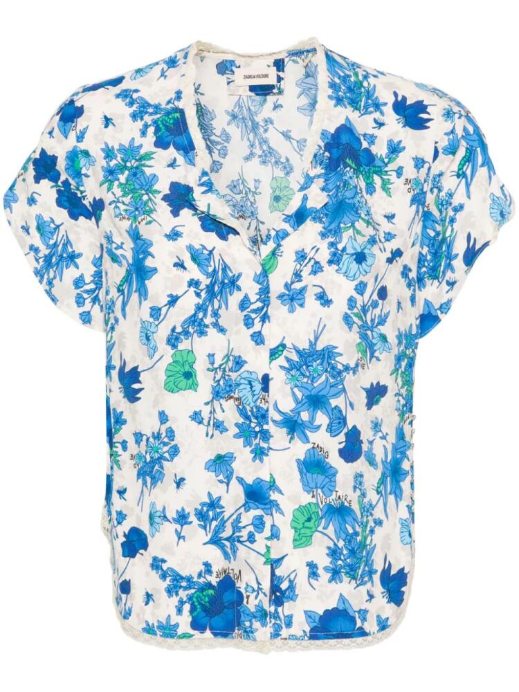 Zadig&Voltaire Tiffiny floral-print crepe blouse - Blue Cover