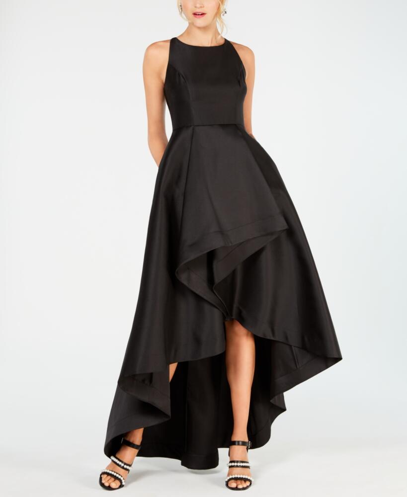 Adrianna Papell High-Low Mikado Gown - Black Cover